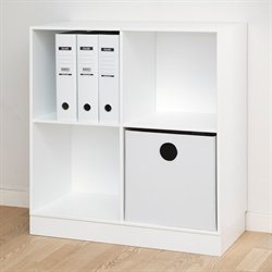 Stor KVADRAT reol med 4 rum - hvidmalet birk